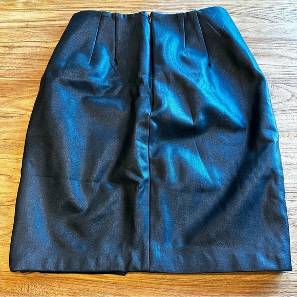 Finders Keepers Women’s Metallic Black Faux Leather Slit Front Sexy Pencil Skirt - Picture 8 of 11